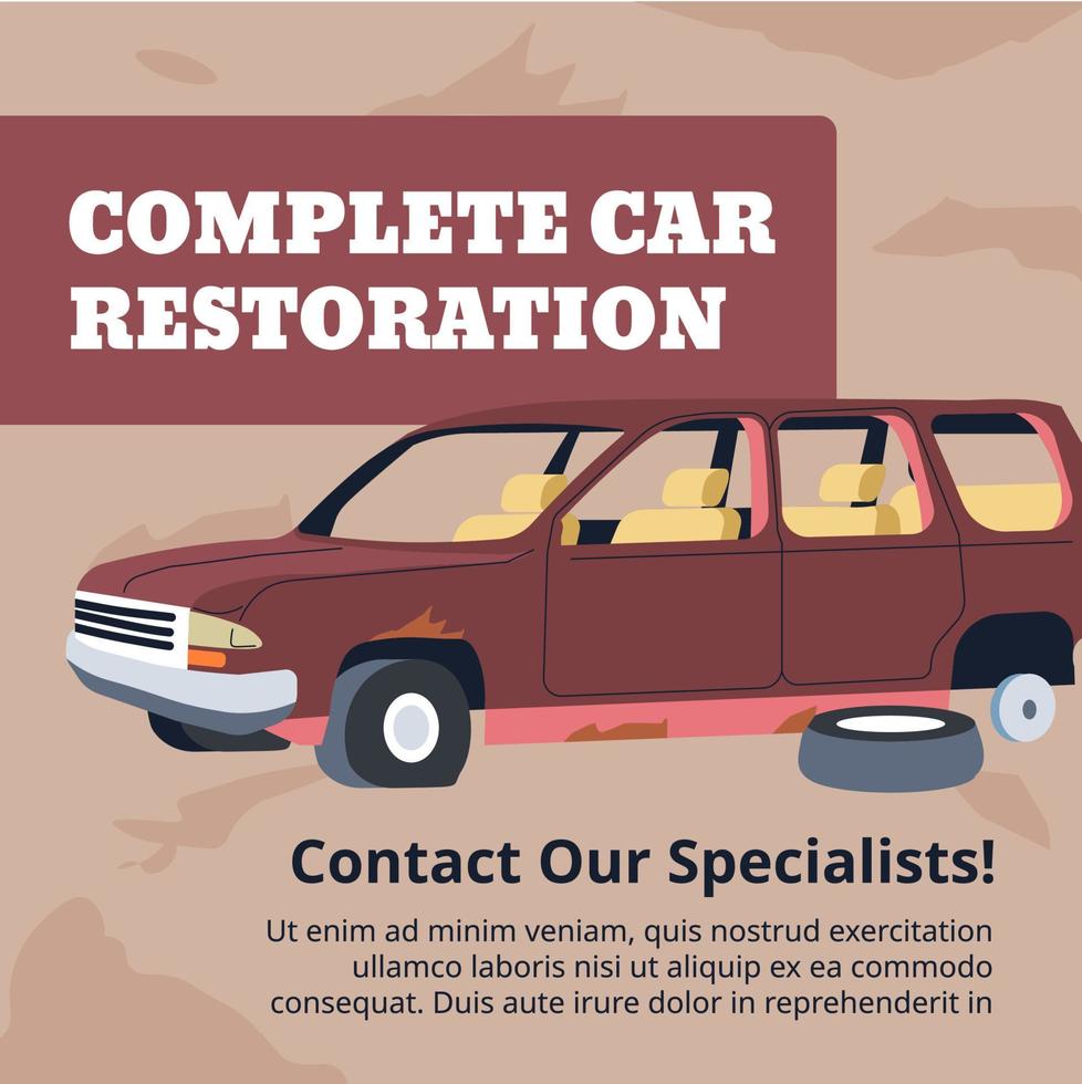 restauración completa del coche, póngase en contacto con especialistas vector