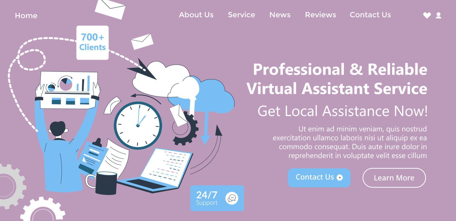 Professional reliable virtual assistant service vector