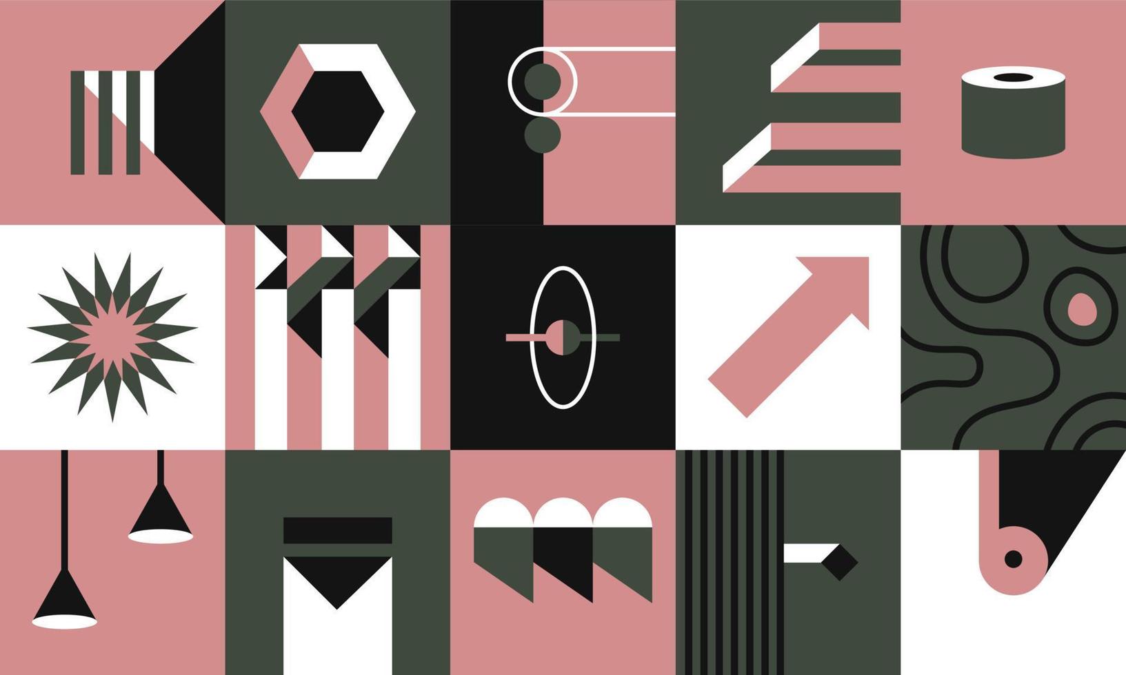 Abstract square prints, geometric shapes design vector