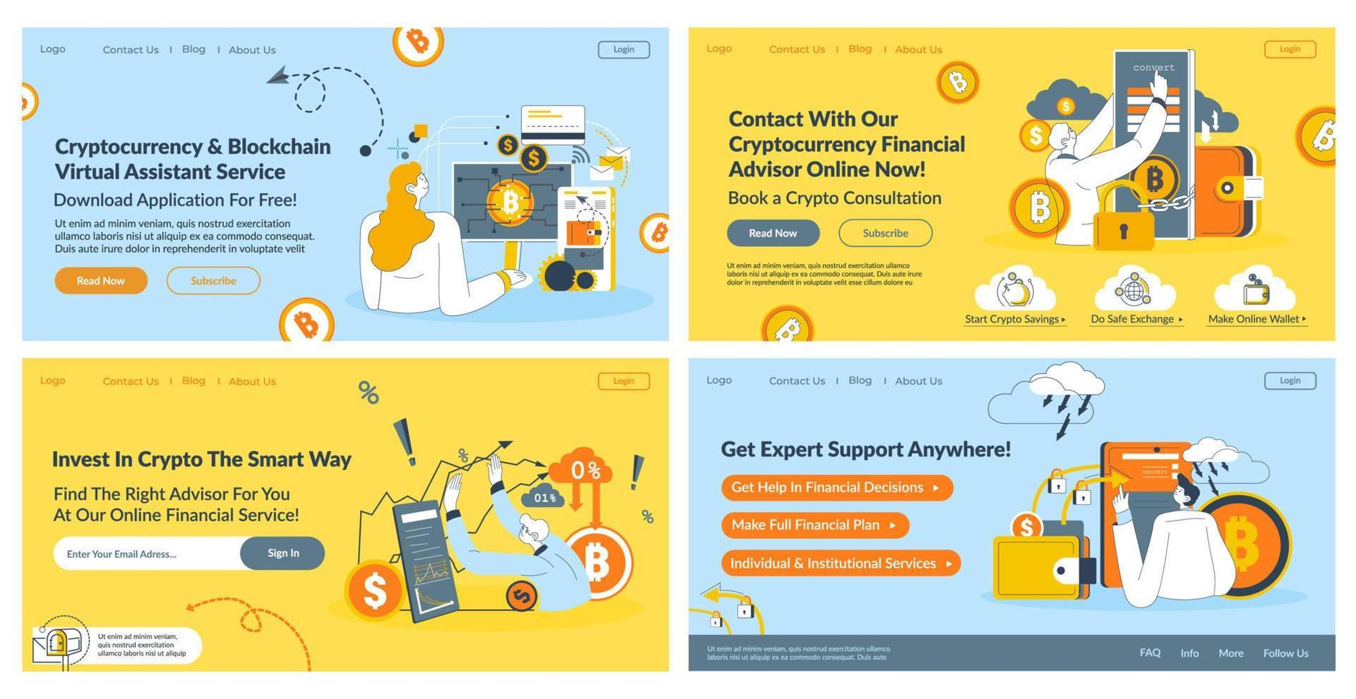 Web banner set design for cryptocurrency advisor vector