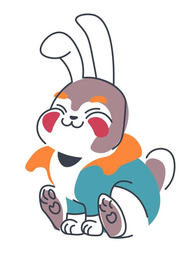 Smiling rabbit wearing winter clothes knitwear vector