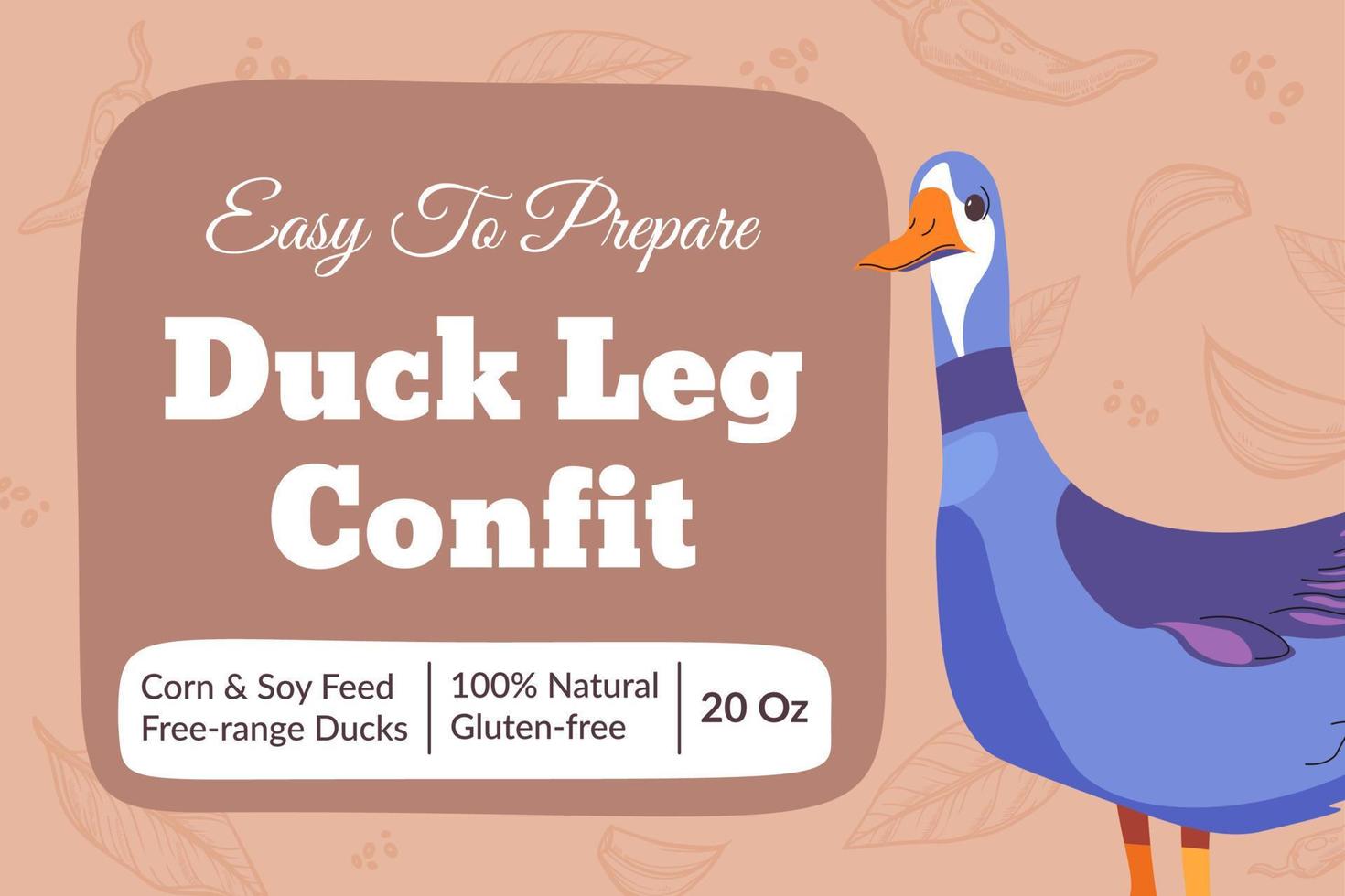 Duck leg confit, easy to prepare, product package vector