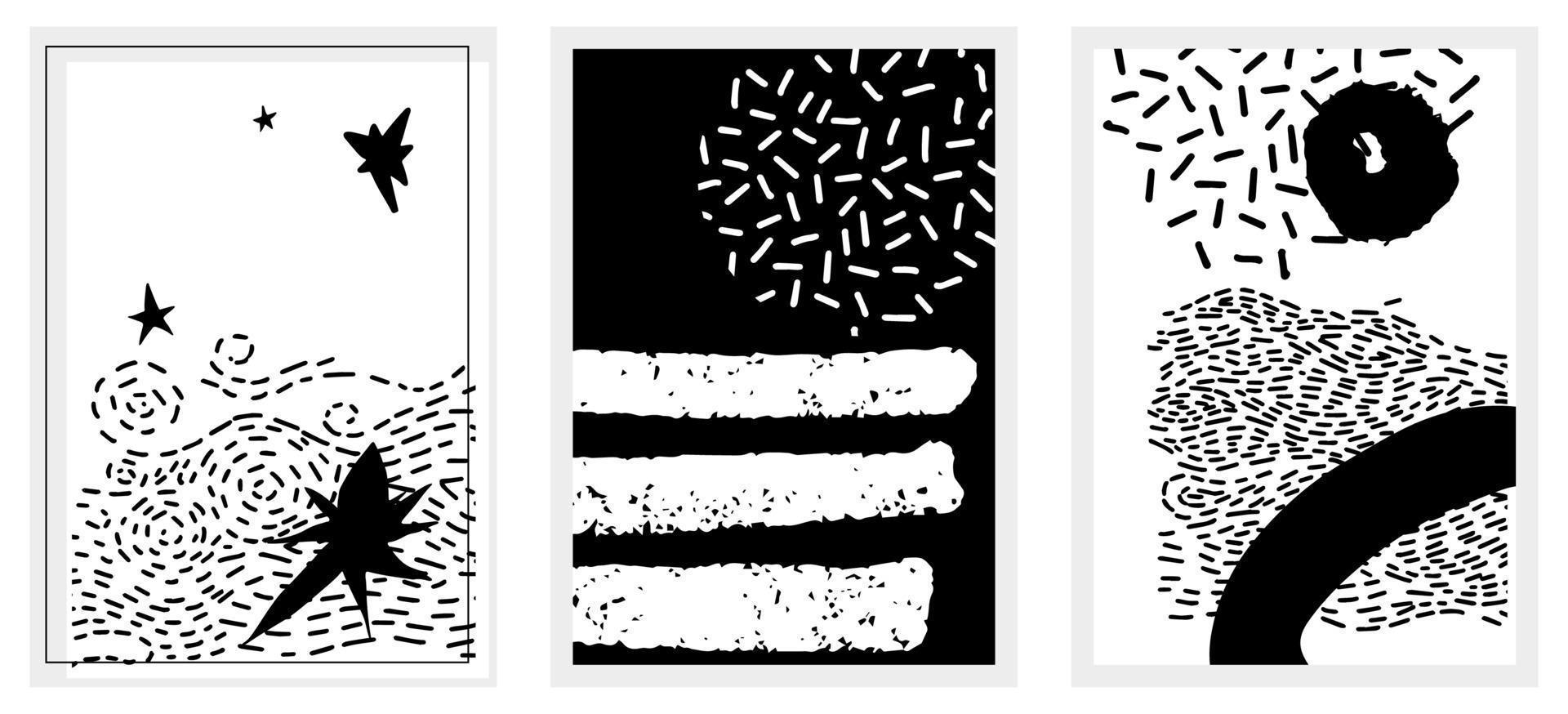 Abstract hand drawn prints, floral pattern motif vector
