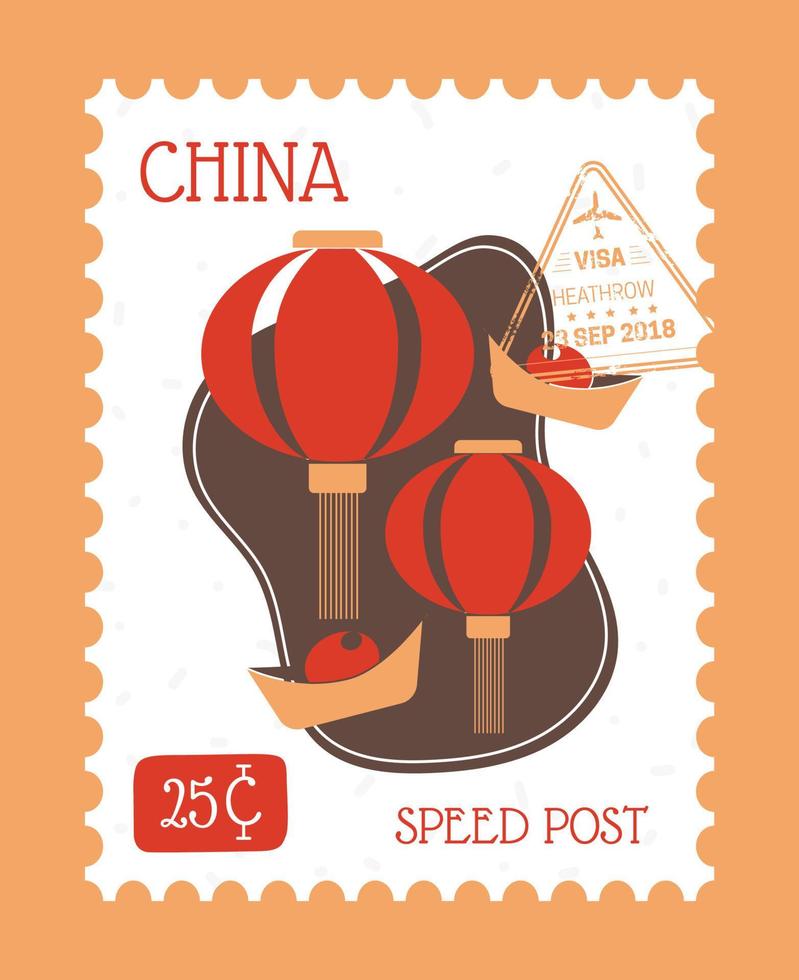 China speed post delivery, postal mark vector