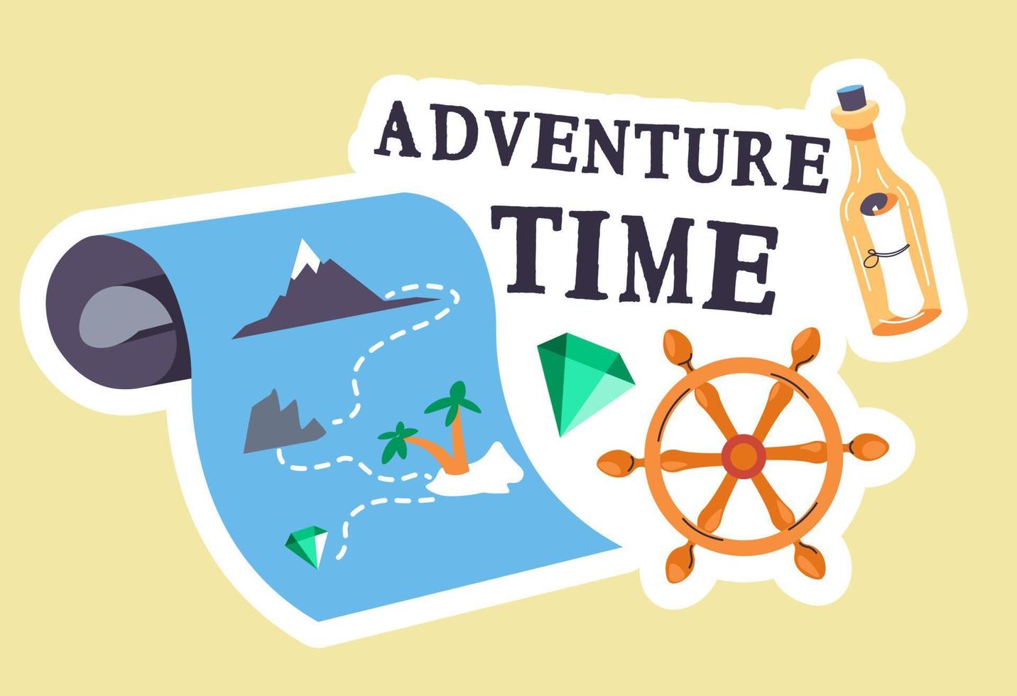 Adventure time, treasure hunt and piracy maps vector