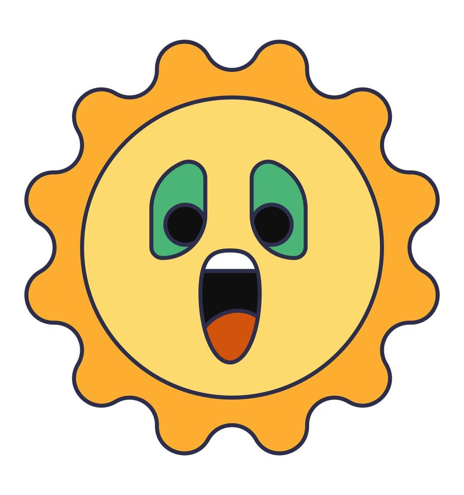 Sun character surprised or shocked personage vector