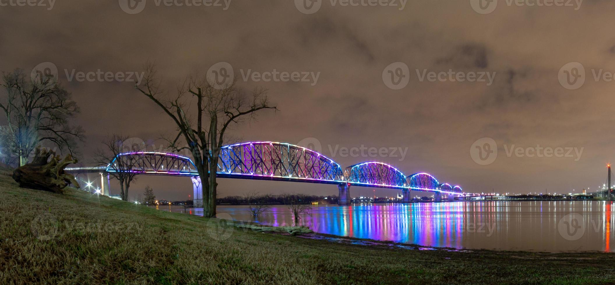 View on bridges over the Ohio river in Louisville at night photo