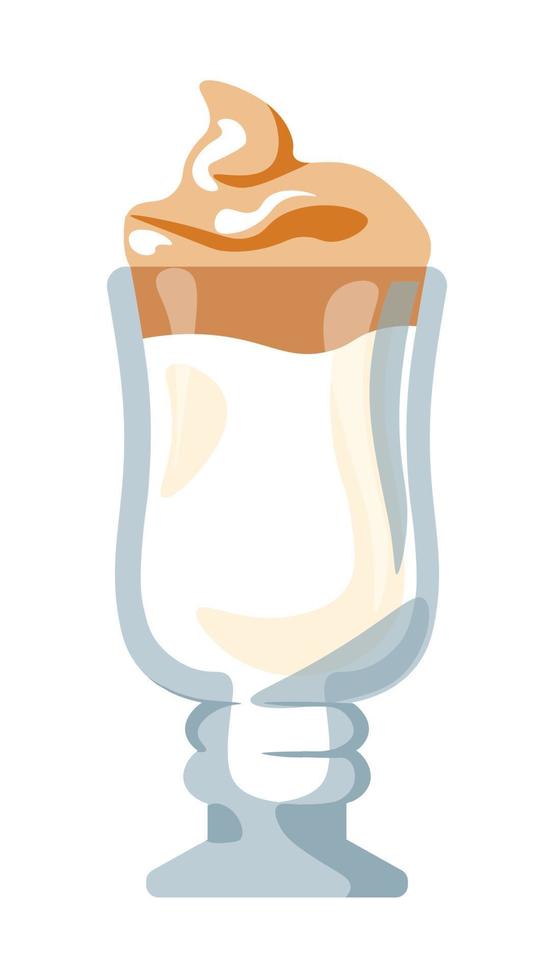 Coffee in tall cup, tasty drink with milk foam vector
