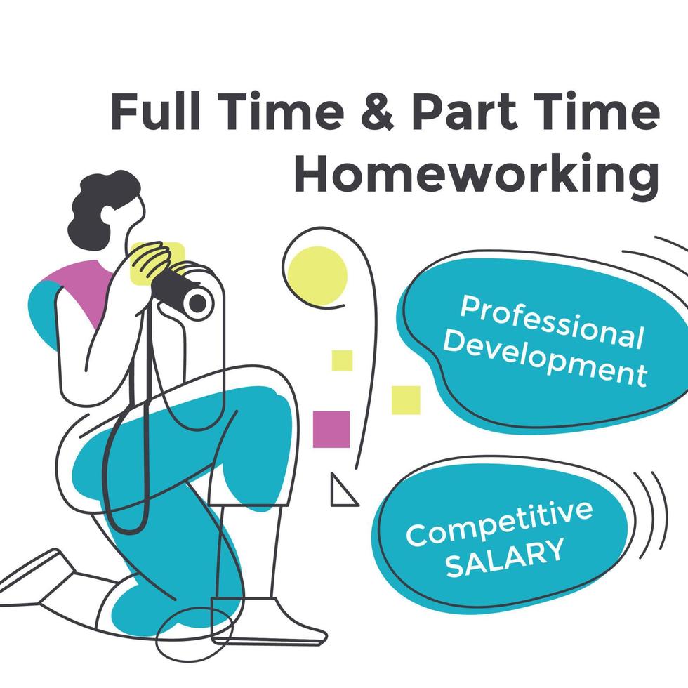 Full and part time homeworking professional growth vector