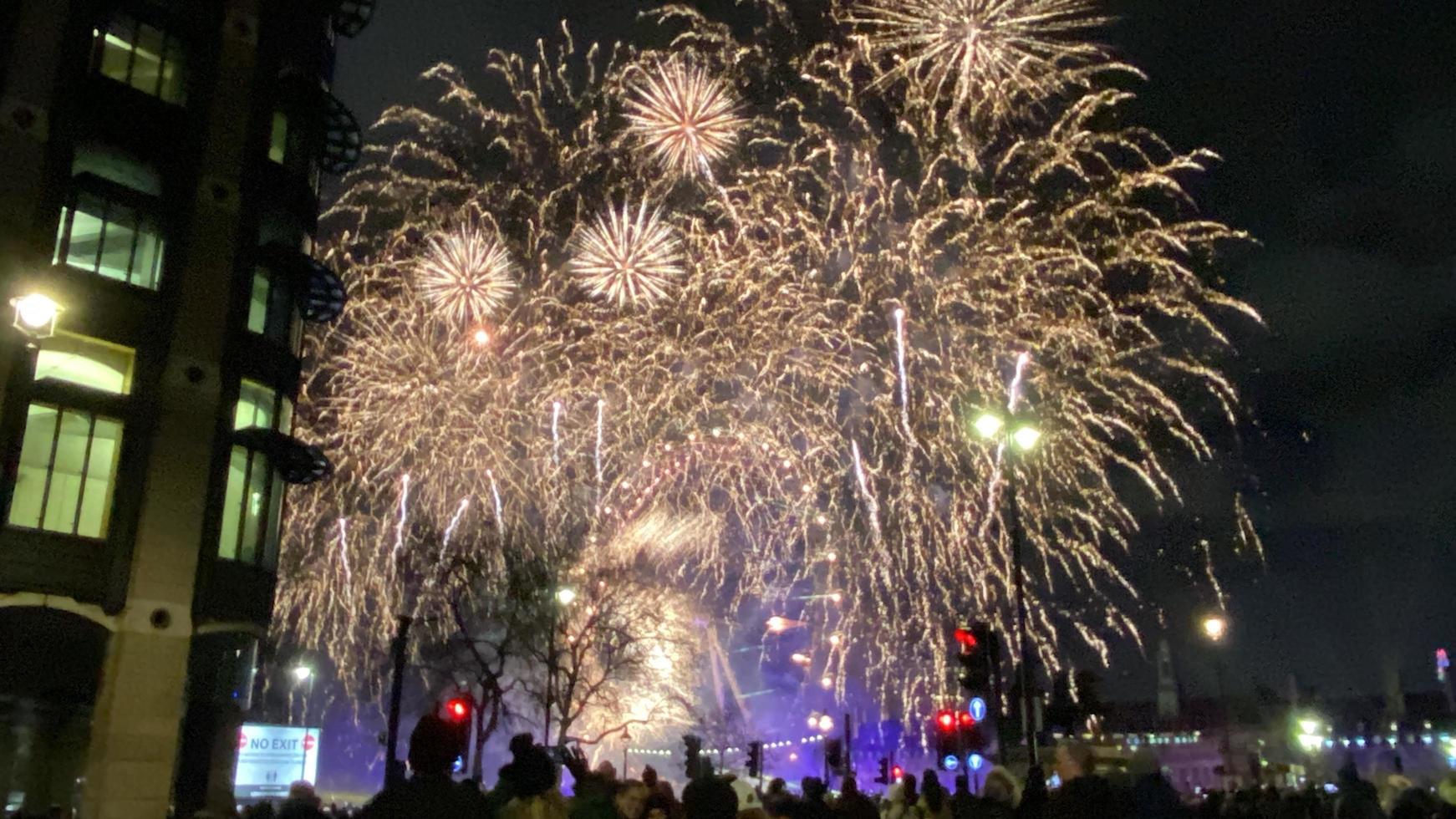 A view of the London Fireworks on New Years Eve photo