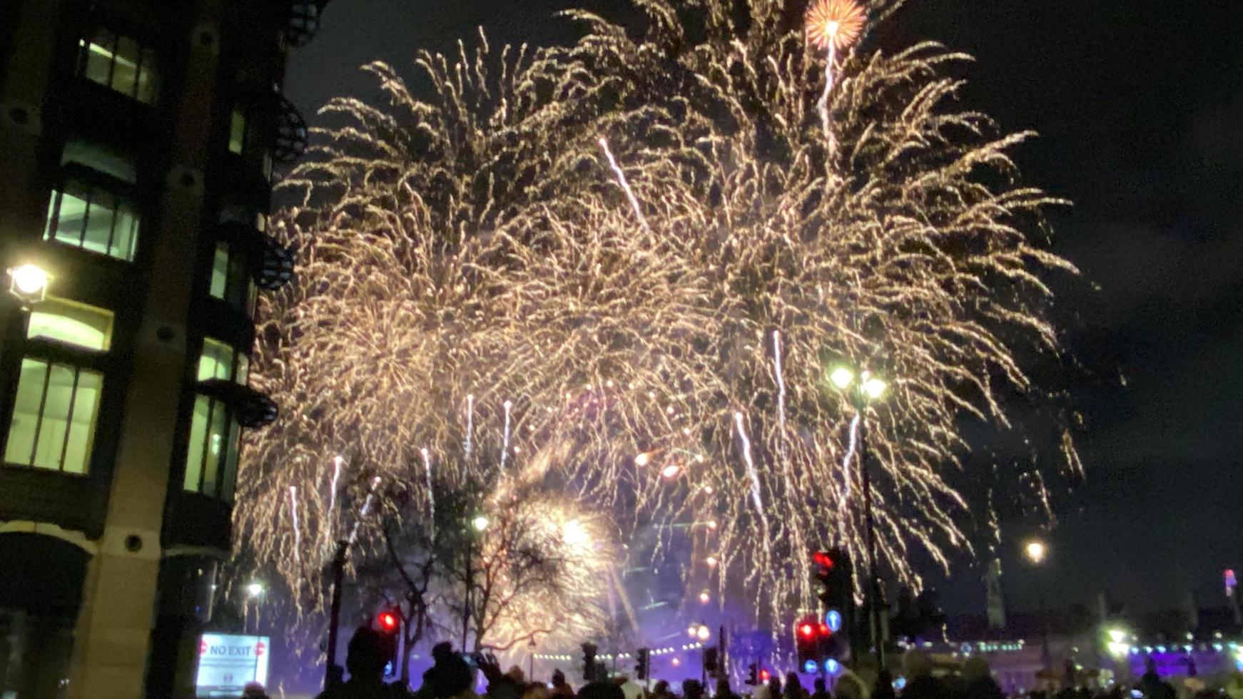 A view of the London Fireworks on New Years Eve photo