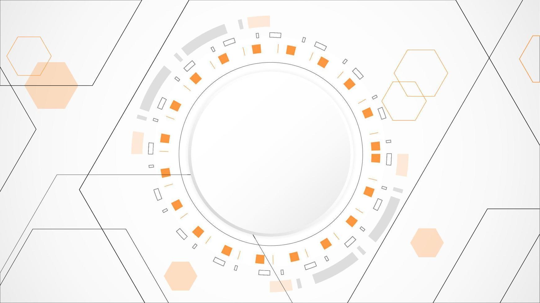 resumen de fondo de tecnología de círculo gris blanco. tecnología con línea digital color gris, naranja, punto, alta tecnología, vector. círculo tecnológico para banner web, fondo, papel tapiz, estructura, objeto. vector