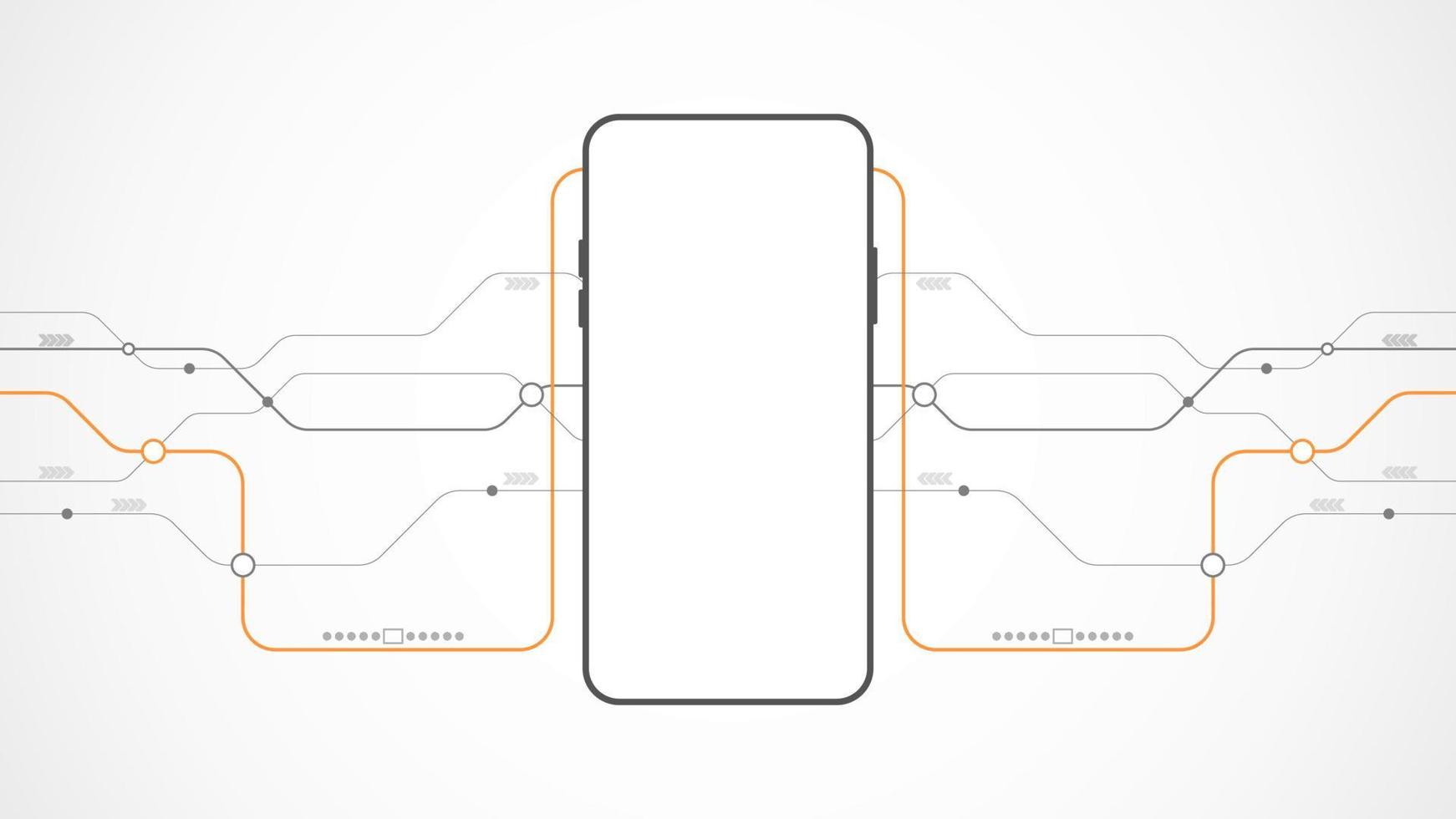 mobile phone technology background abstract. technology with line digital color grey, orange, dot, hi-tech, vector. circle technological for web banner, background, wallpaper, structure, object. vector