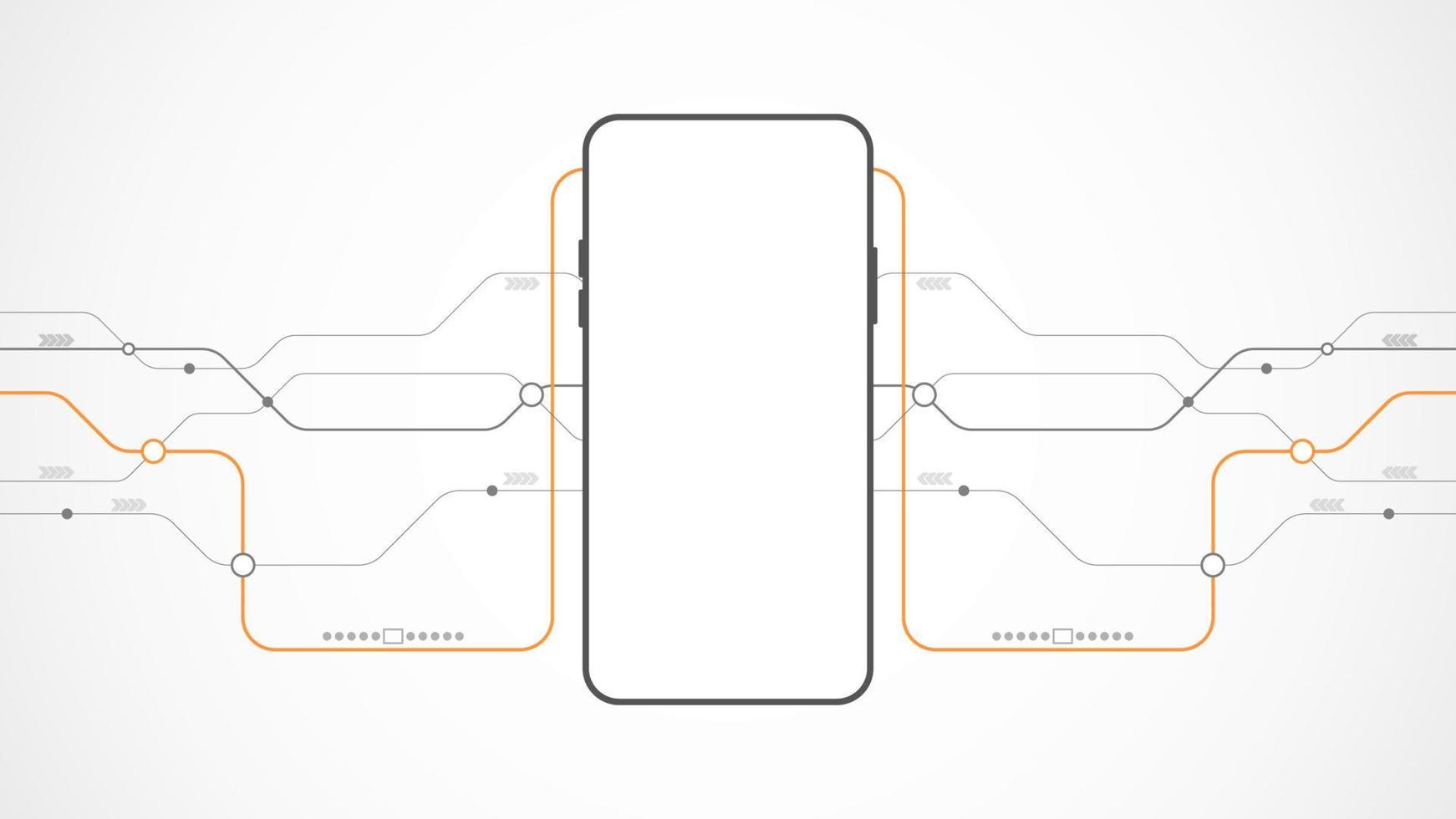 mobile phone technology background abstract. technology with line digital color grey, orange, dot, hi-tech, vector. circle technological for web banner, background, wallpaper, structure, object. vector