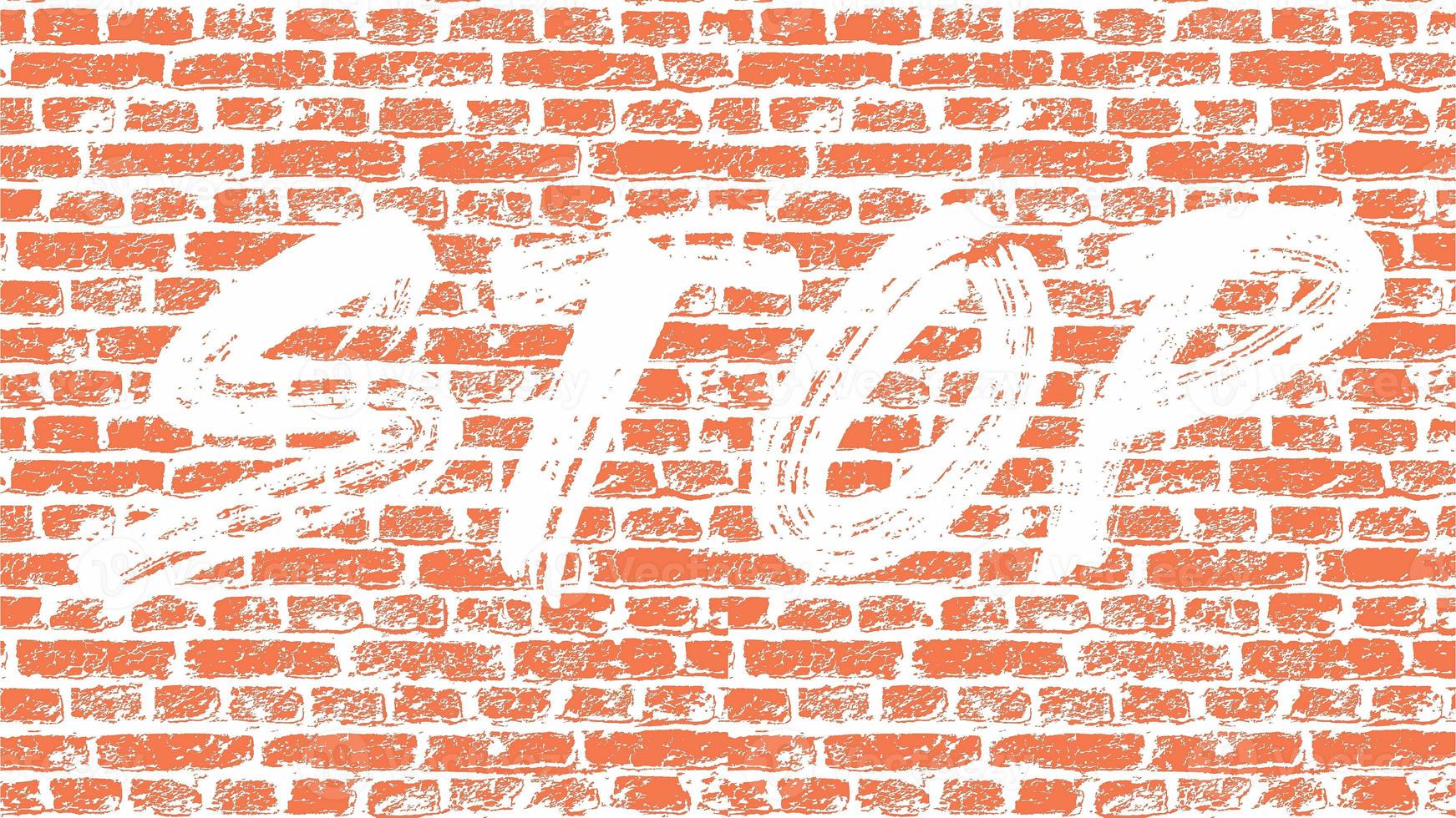 Stop Text On Old Orange Brick Wall Background Texture Vector, Old Wall Structure Wallpaper photo