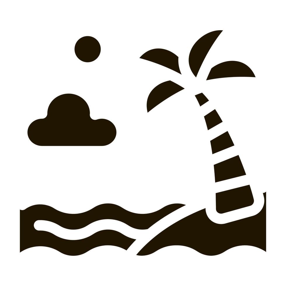 Ocean View with Palm Icon Vector Glyph Illustration