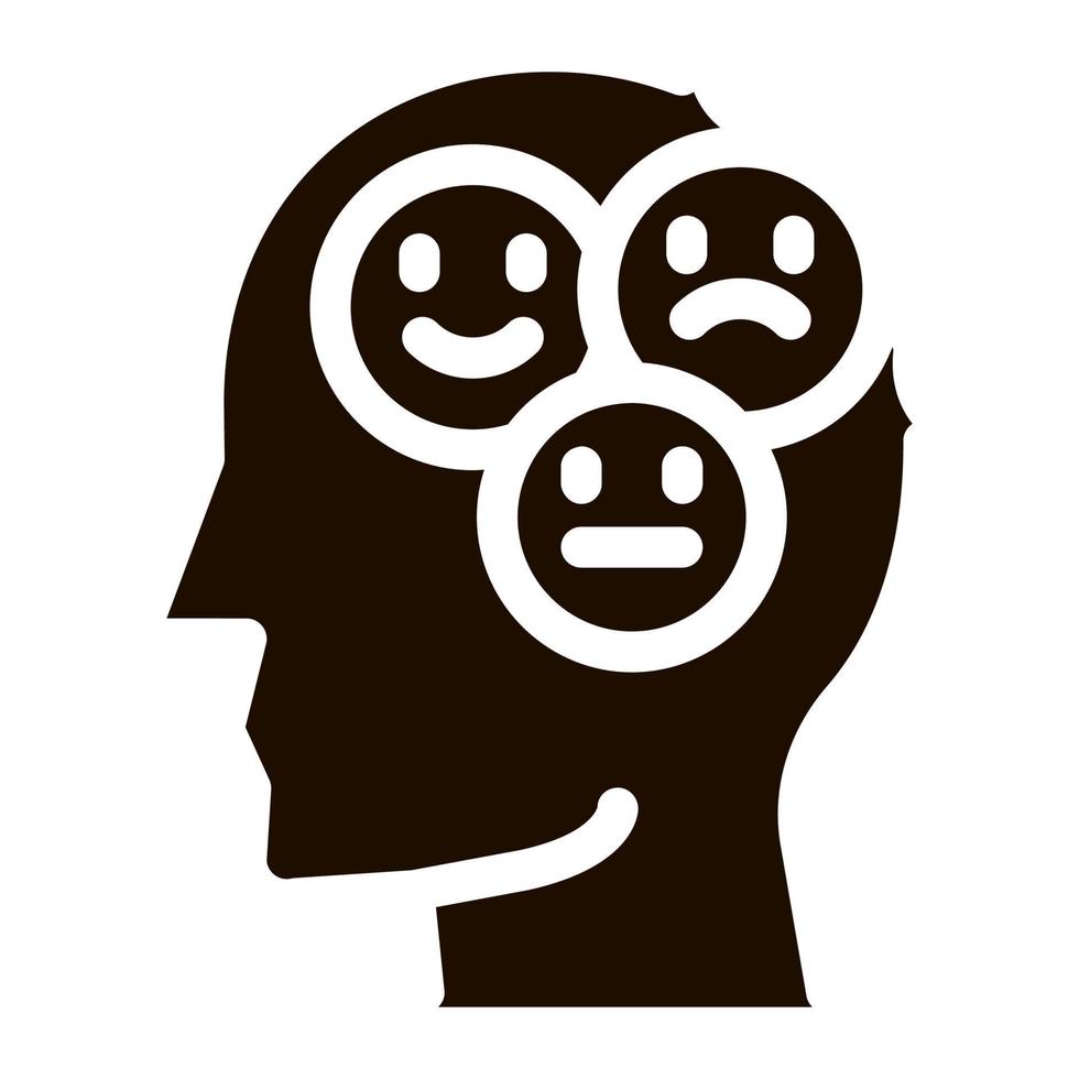 Different Mood Smile In Man Silhouette Mind Vector