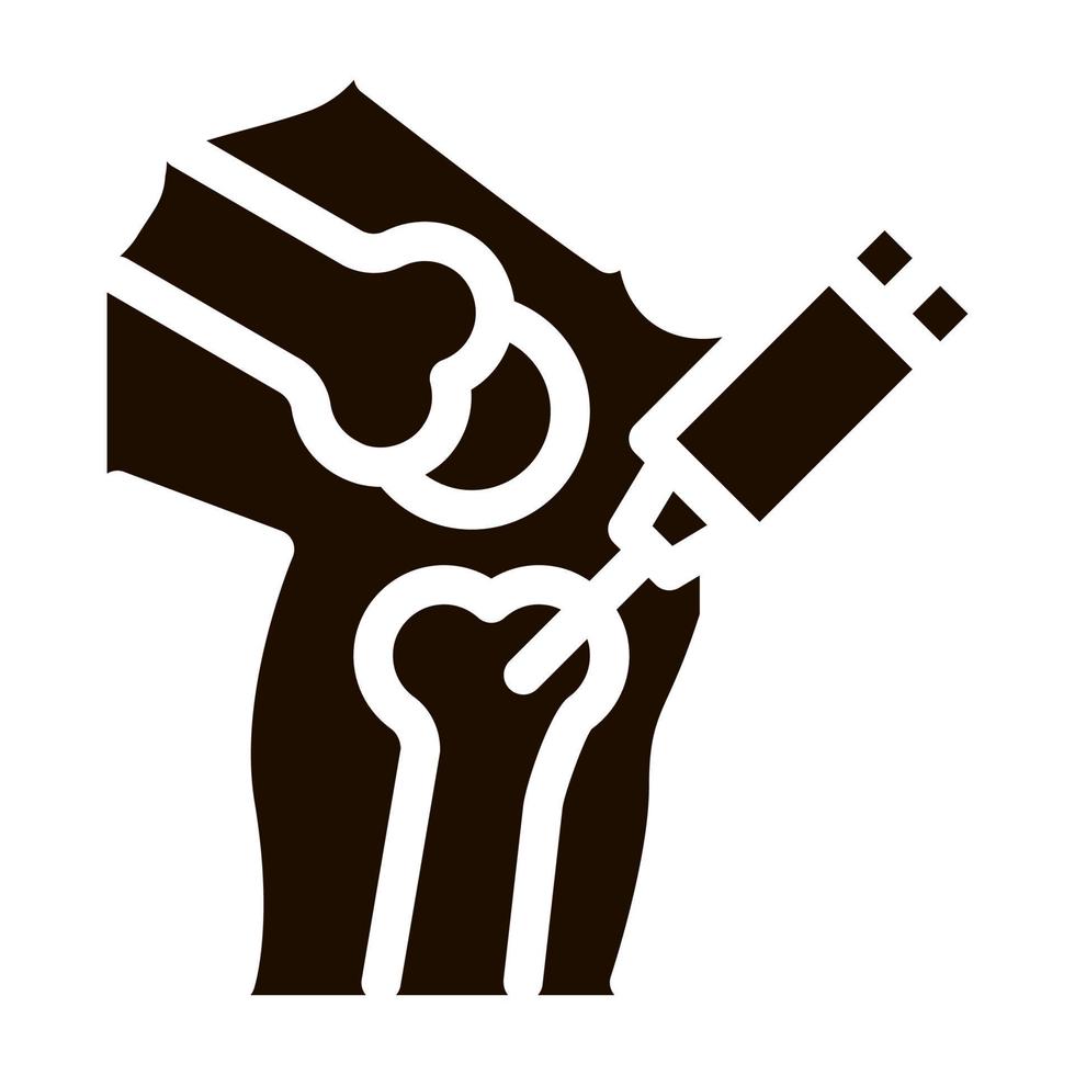 Syringe Injection Vaccine In Bone glyph icon vector
