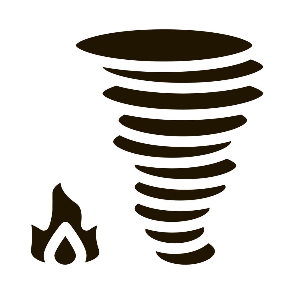 quemar fuego tornado icono vector glifo ilustración