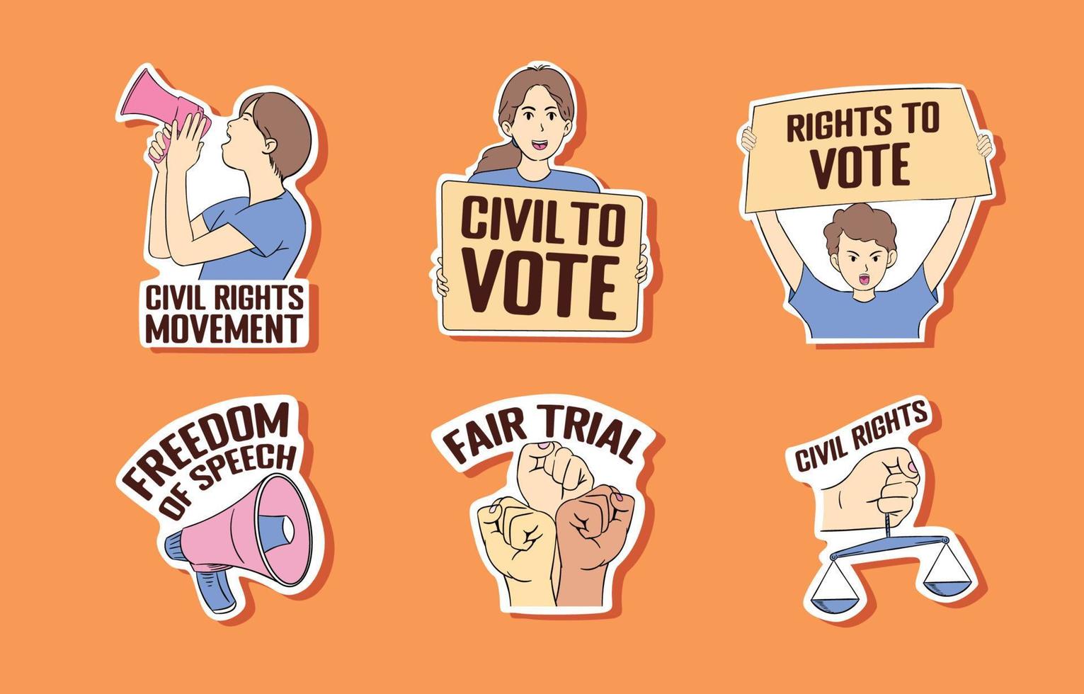 Civil Rights Public Announcement Sticker Template vector