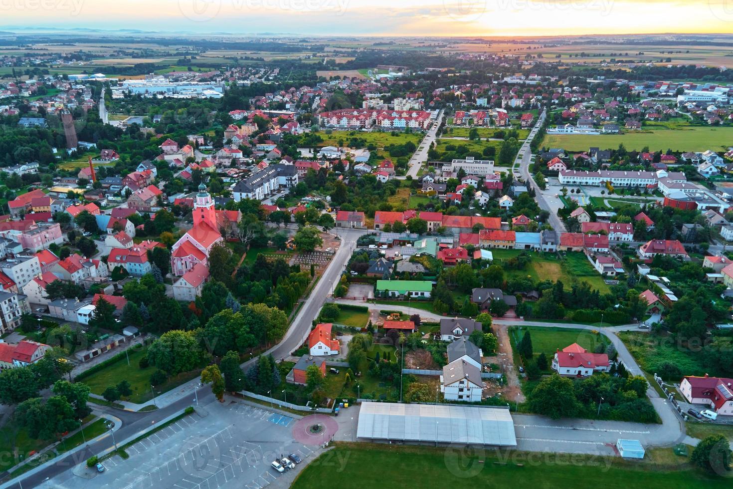 Aerial view of small tpwn in Europe photo