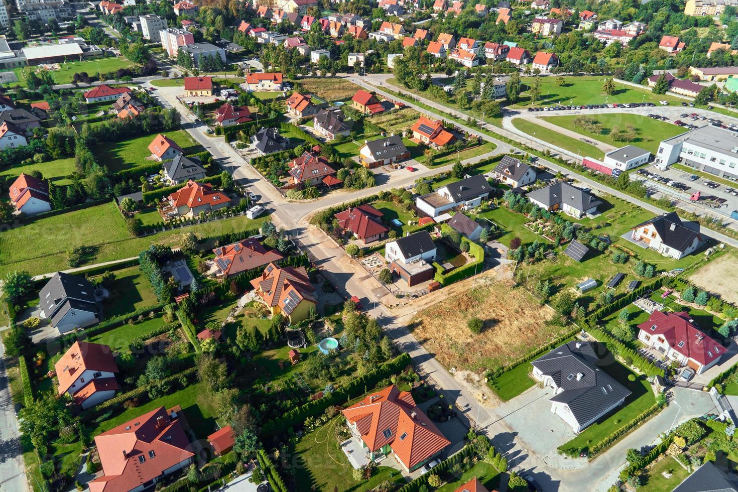 Aerial View of modern residential district in Europe city photo