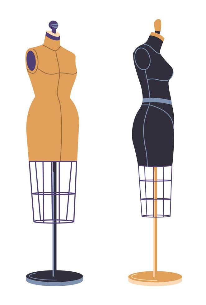 Mannequins for atelier and dressmaking vector