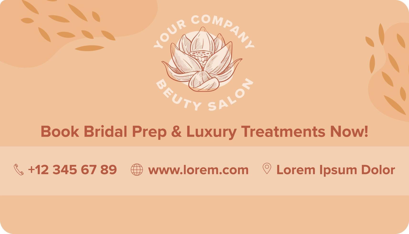Book bridal prep and luxury treatments now, card vector