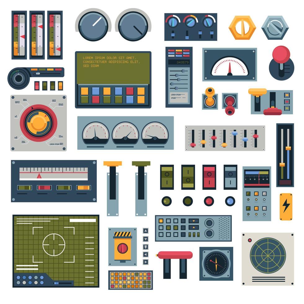 Panel of control, radar and buttons industries vector