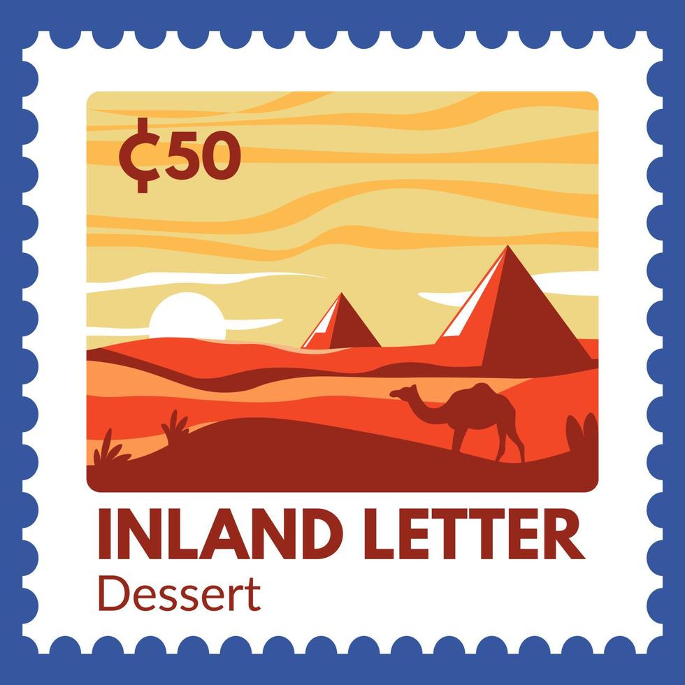 Inland letter, dessert landscape with pyramids vector