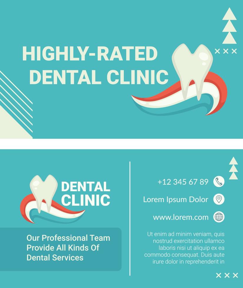 Healthy rated dental clinic, business card info vector