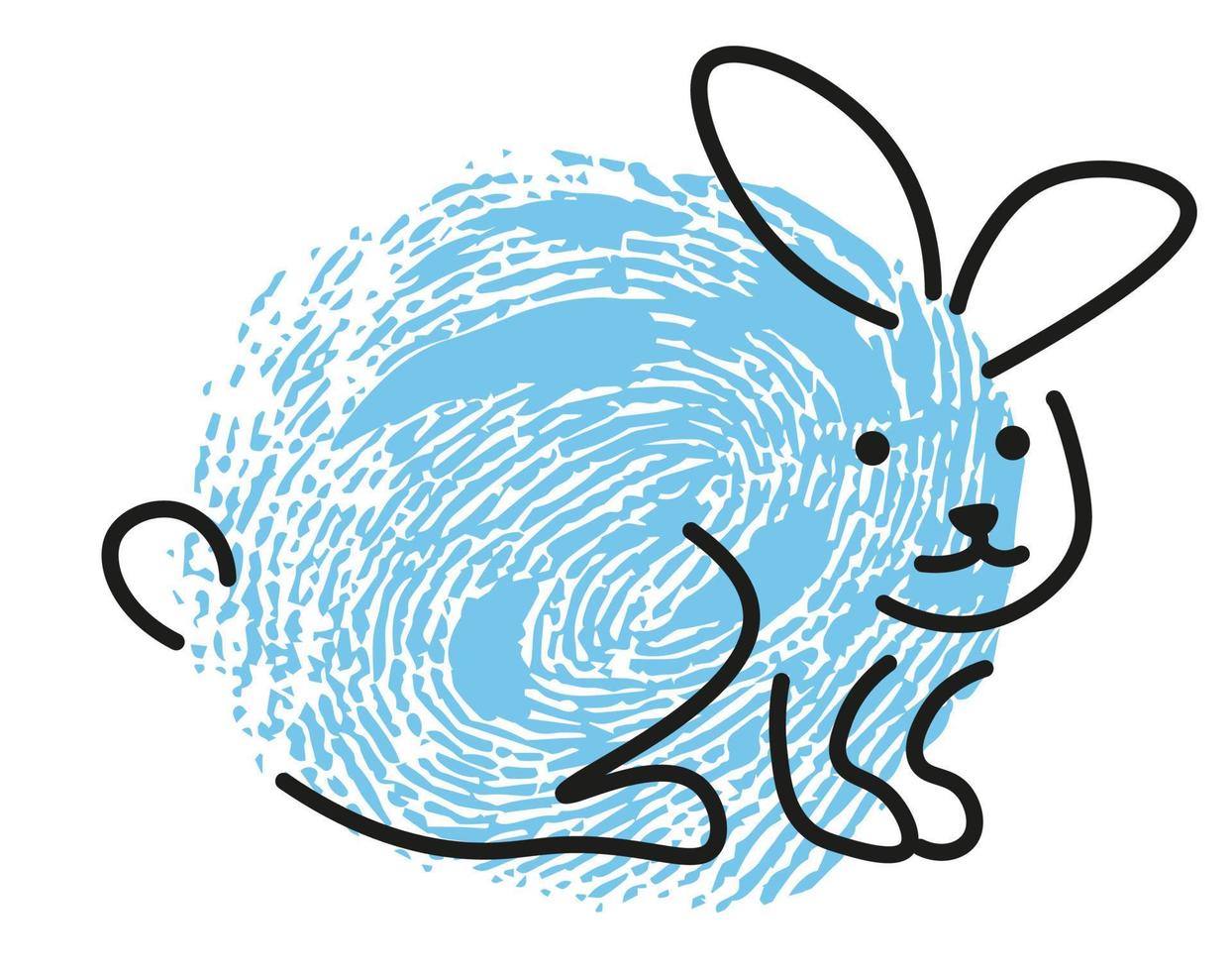 Thumbprint drawing of hare or bunny animal vector