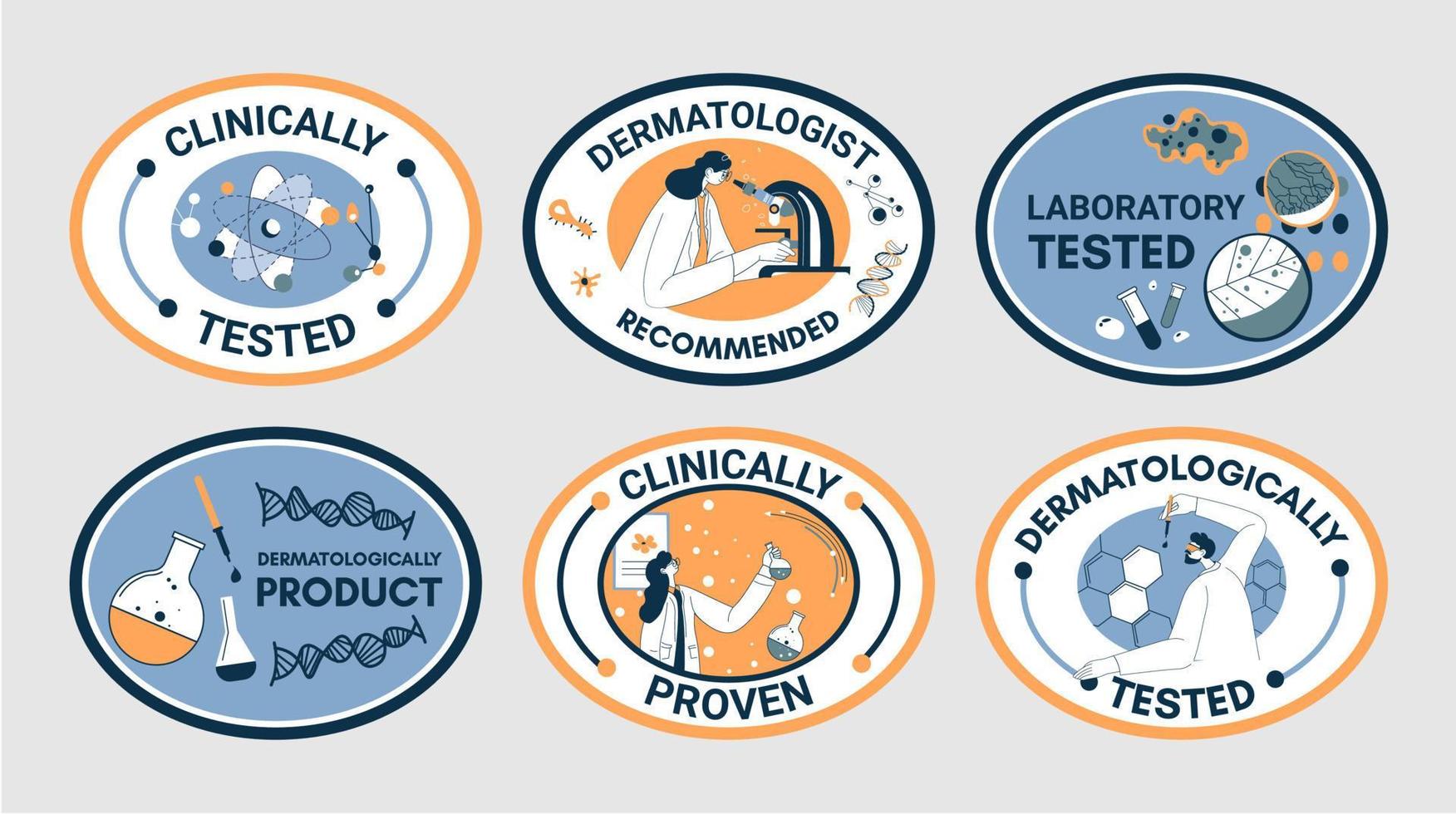 Sticker set with clinically tested product quality vector