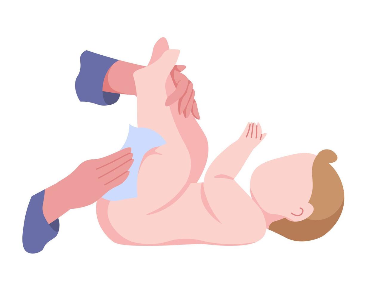 Changing baby diaper, instruction for parents vector