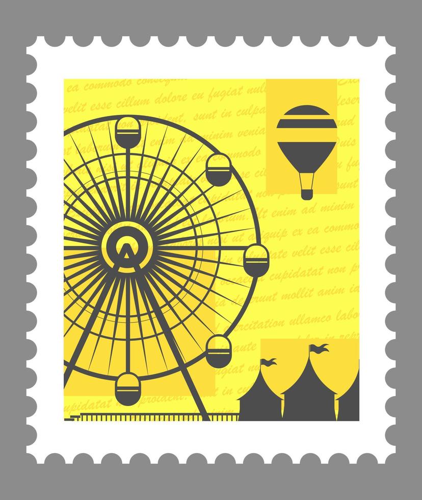 atracción de entretenimiento, postal del parque de atracciones. vector