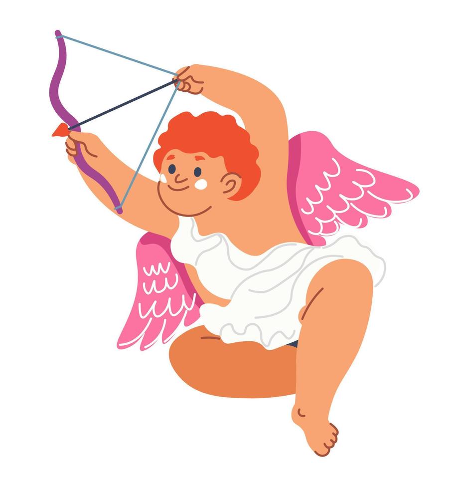 Cupid boy with bow and arrows shooting vector