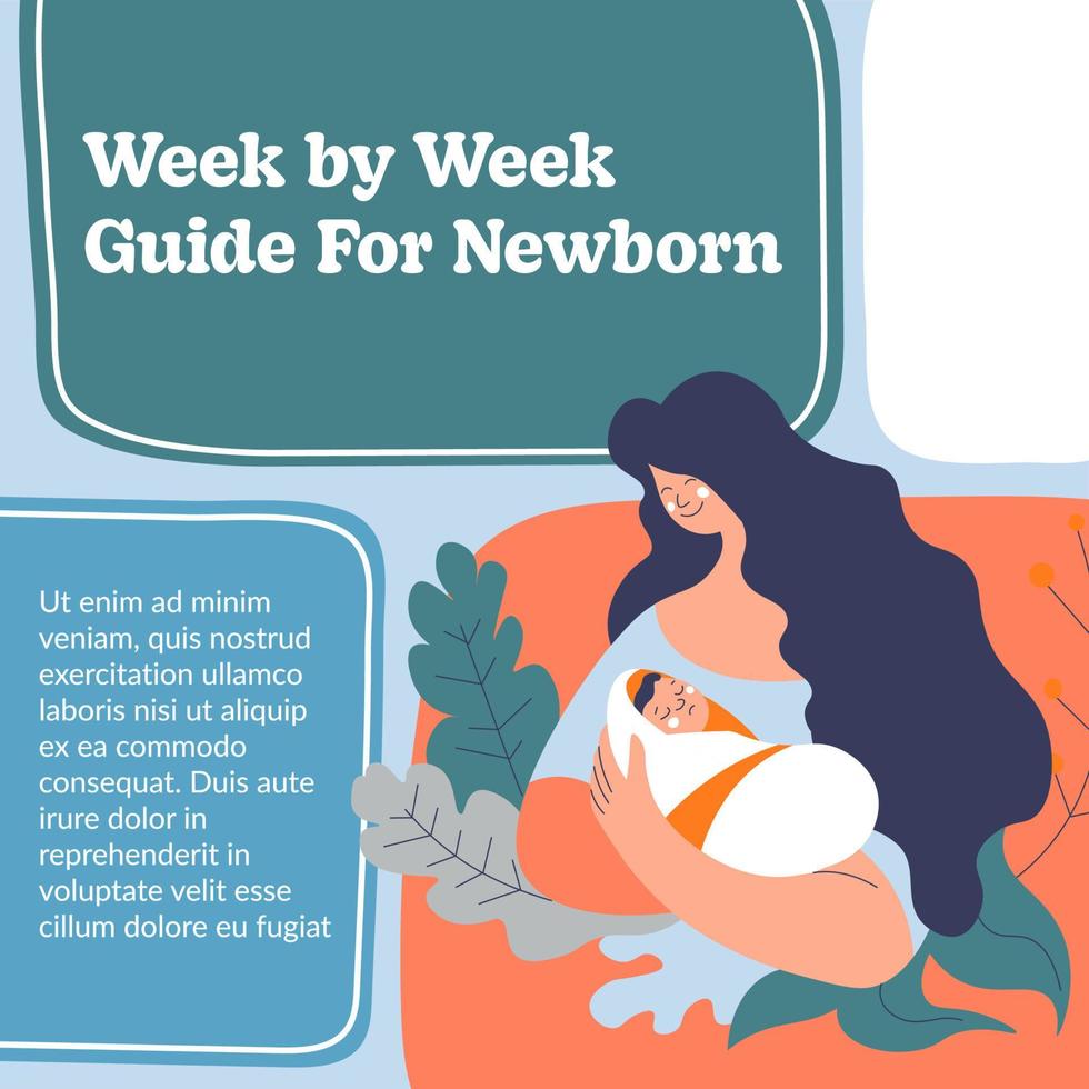Week by week guide for newborn, mother courses vector