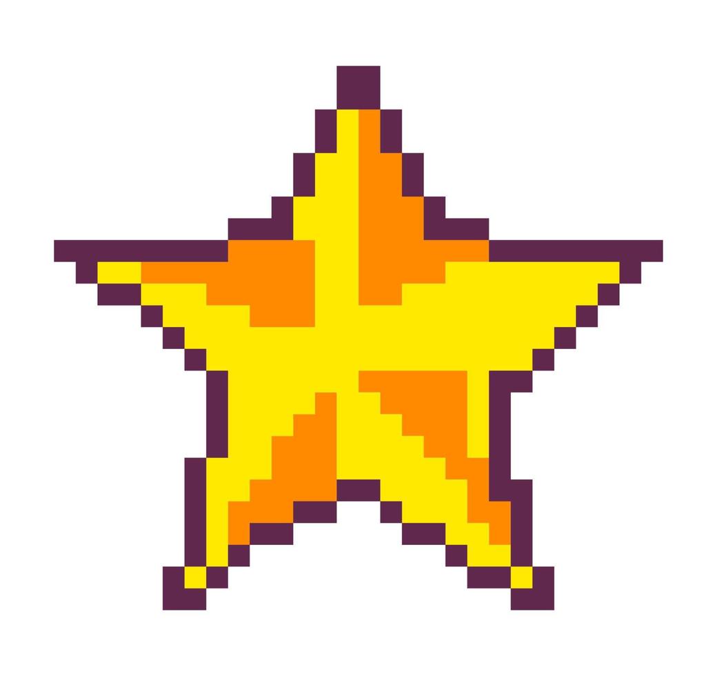 Pixelated star design, celestial body or reward vector