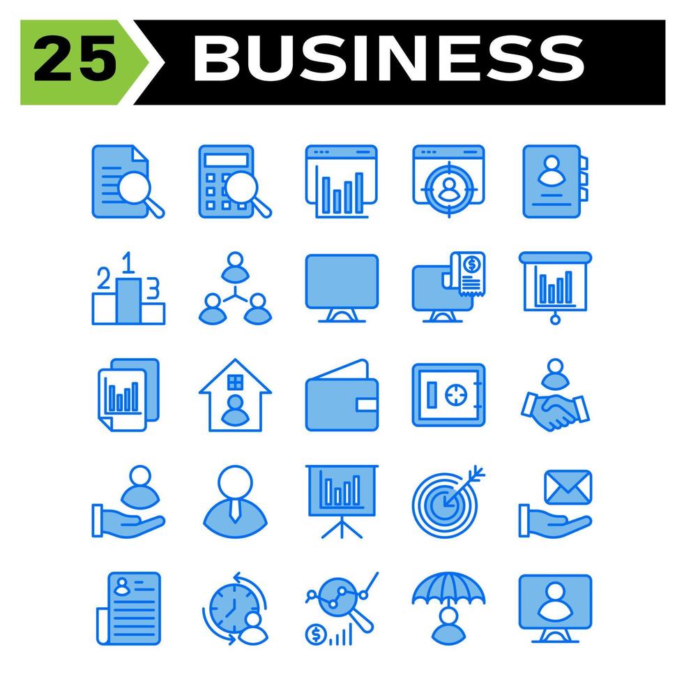 Office business icon set include document, search, verified, research, business, accounting, calculator, calculation, finance, digital marketing, chart, web, analytic, presentation, target, employee vector