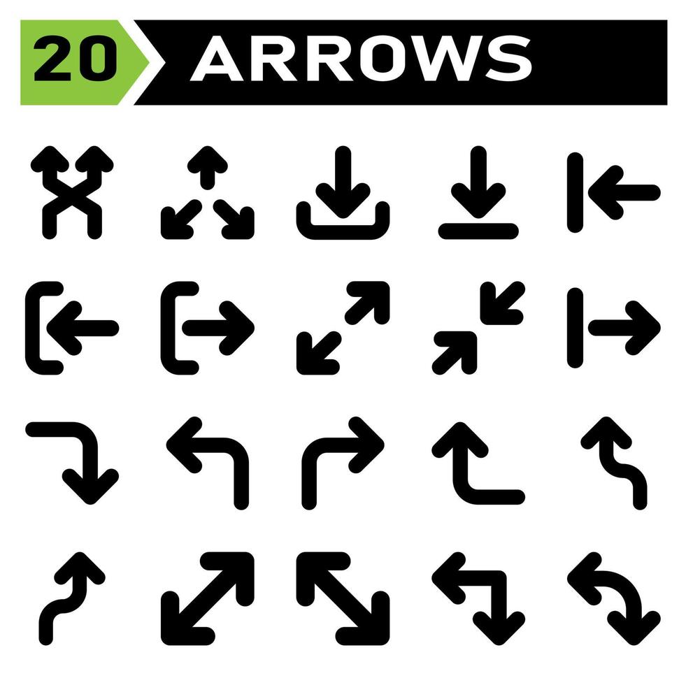 Arrows icon set include arrow, arrows, right, direction, arrow right, up, arrow up, down, arrow down, left, arrow left, transfer, exchange, sync, refresh, synchronize, rotate vector