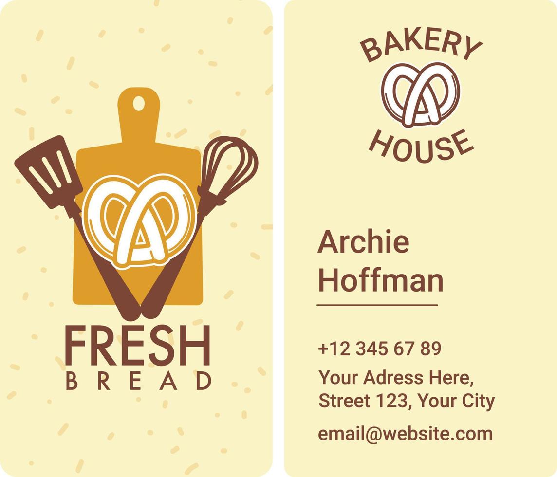 Bakery house, fresh bread business card with info vector