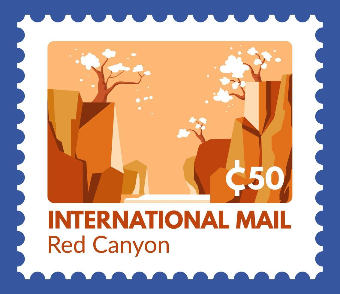 International mail, Red Canyon postmark with price vector