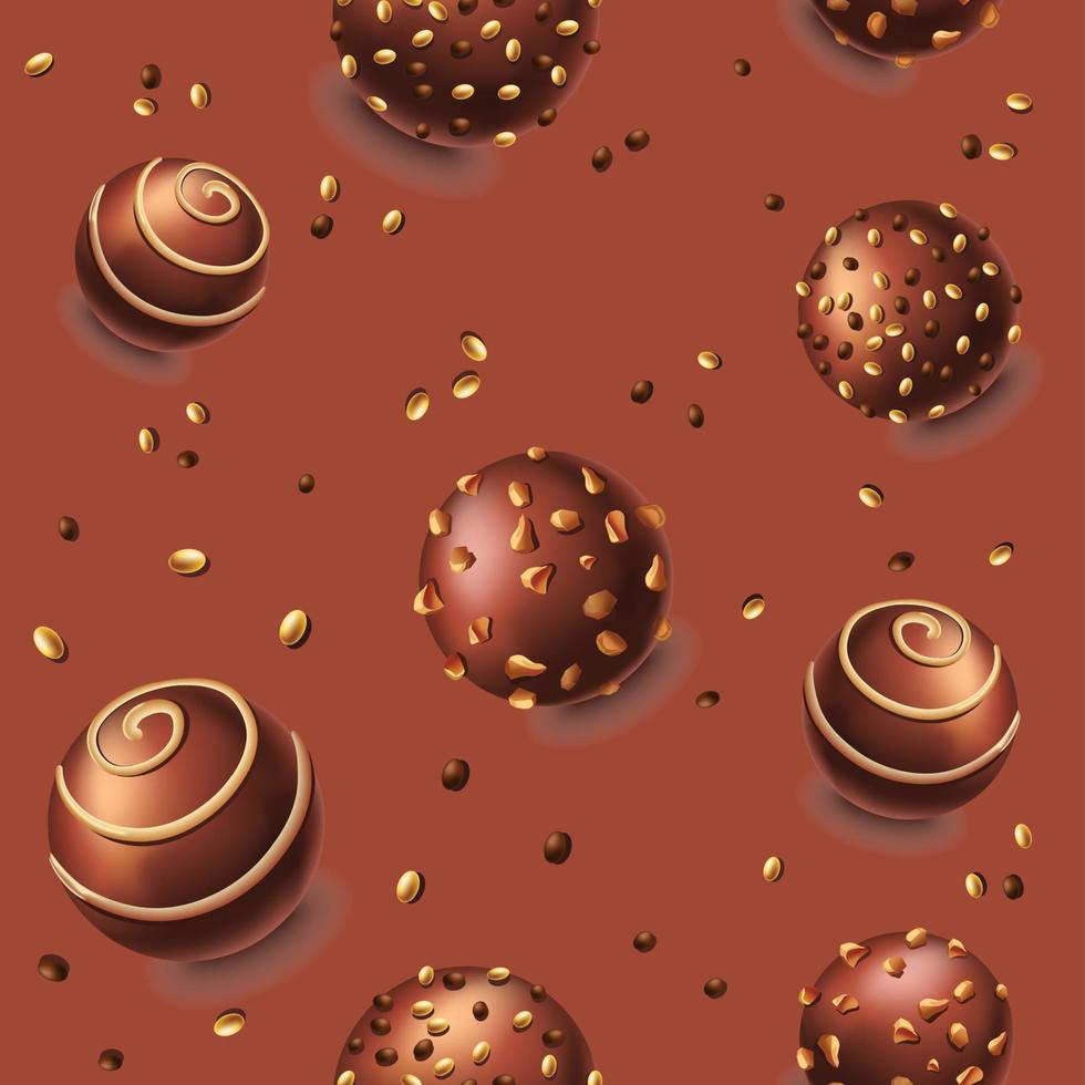 Dessert and sweets, chocolate candies with cream vector