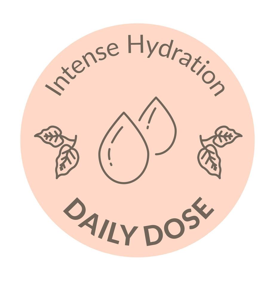 Intense hydration daily dose, cosmetics labels vector