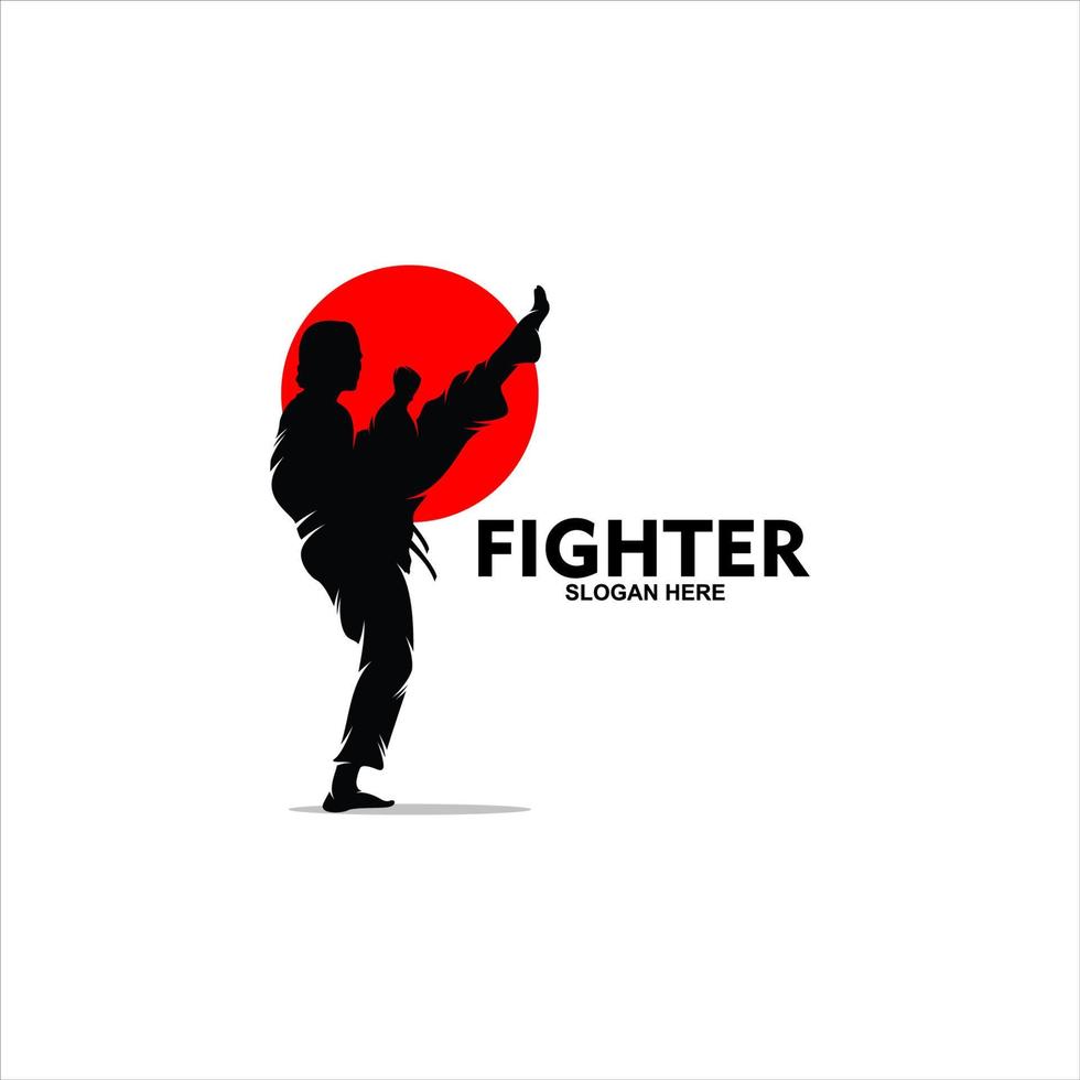 Karate word with fighter silhouettes vector