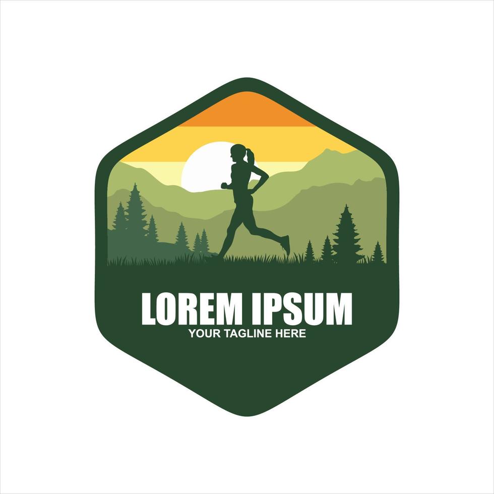 Running logo vector template on white background