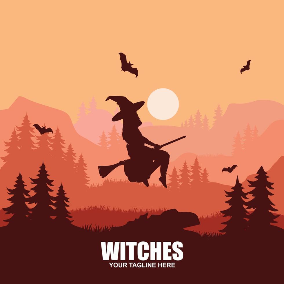 halloween witch silhouette vector