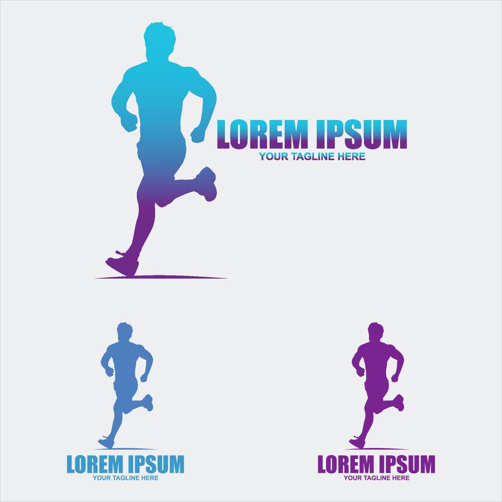 Running and marathon logo design template vector
