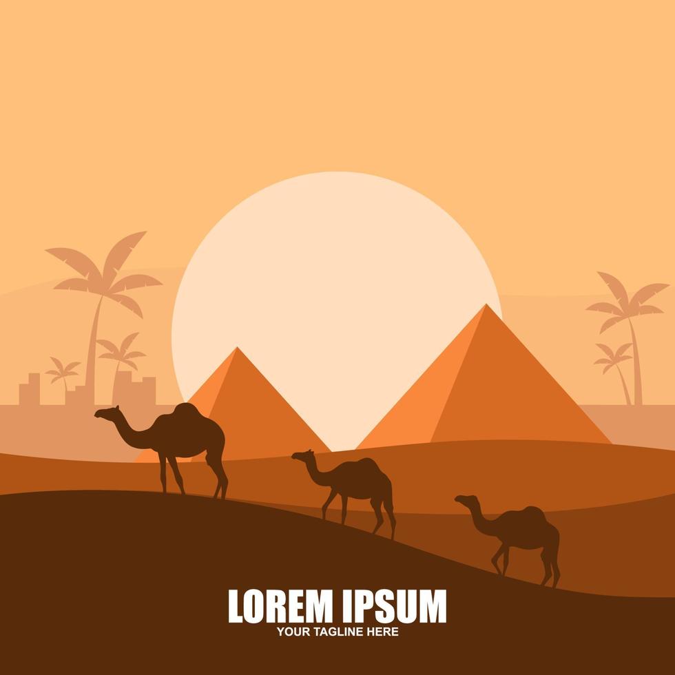 Nomad camel with man art logo vector