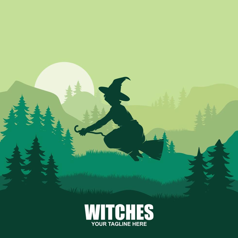 halloween witch silhouette vector